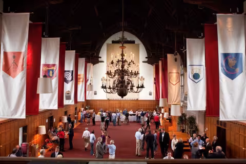 Sigma Phi banners in the Willard Straight Hall Memorial Room